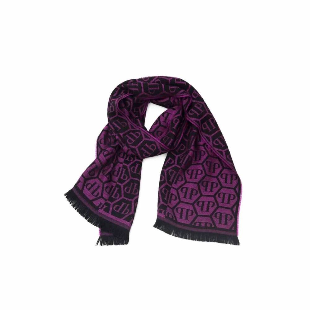 NEW PHILIPP PLEIN unisex logo scarf in dark purple